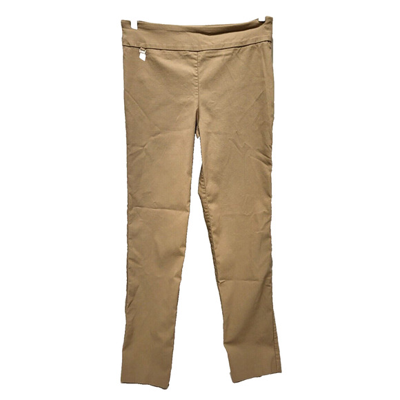 Kim Rogers Khaki Tan Stretch Pants Womens 8 Made In Guatemala - Picture 1 of 6
